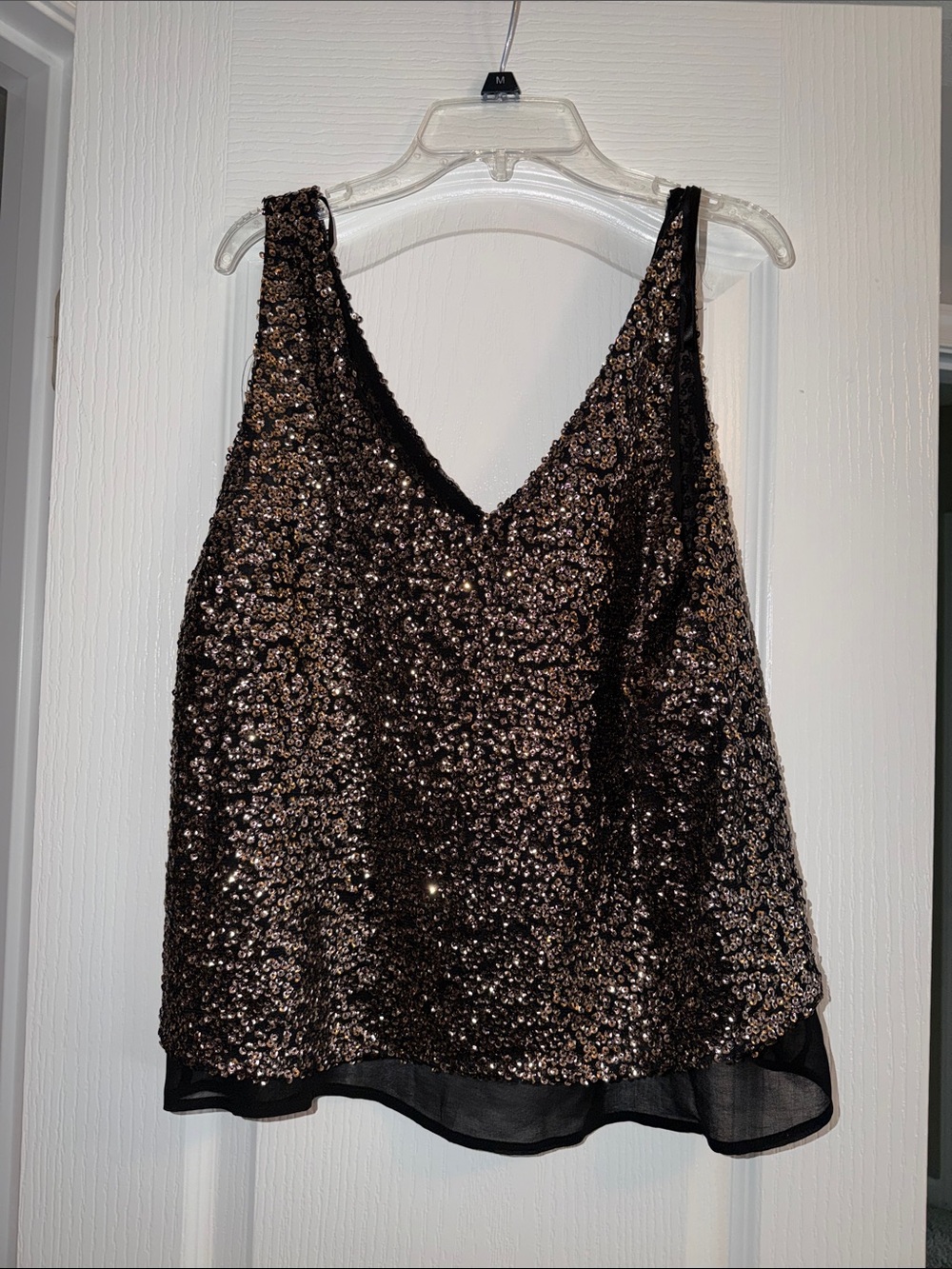 Women's Sequin V-Neck Camisole in Bronze